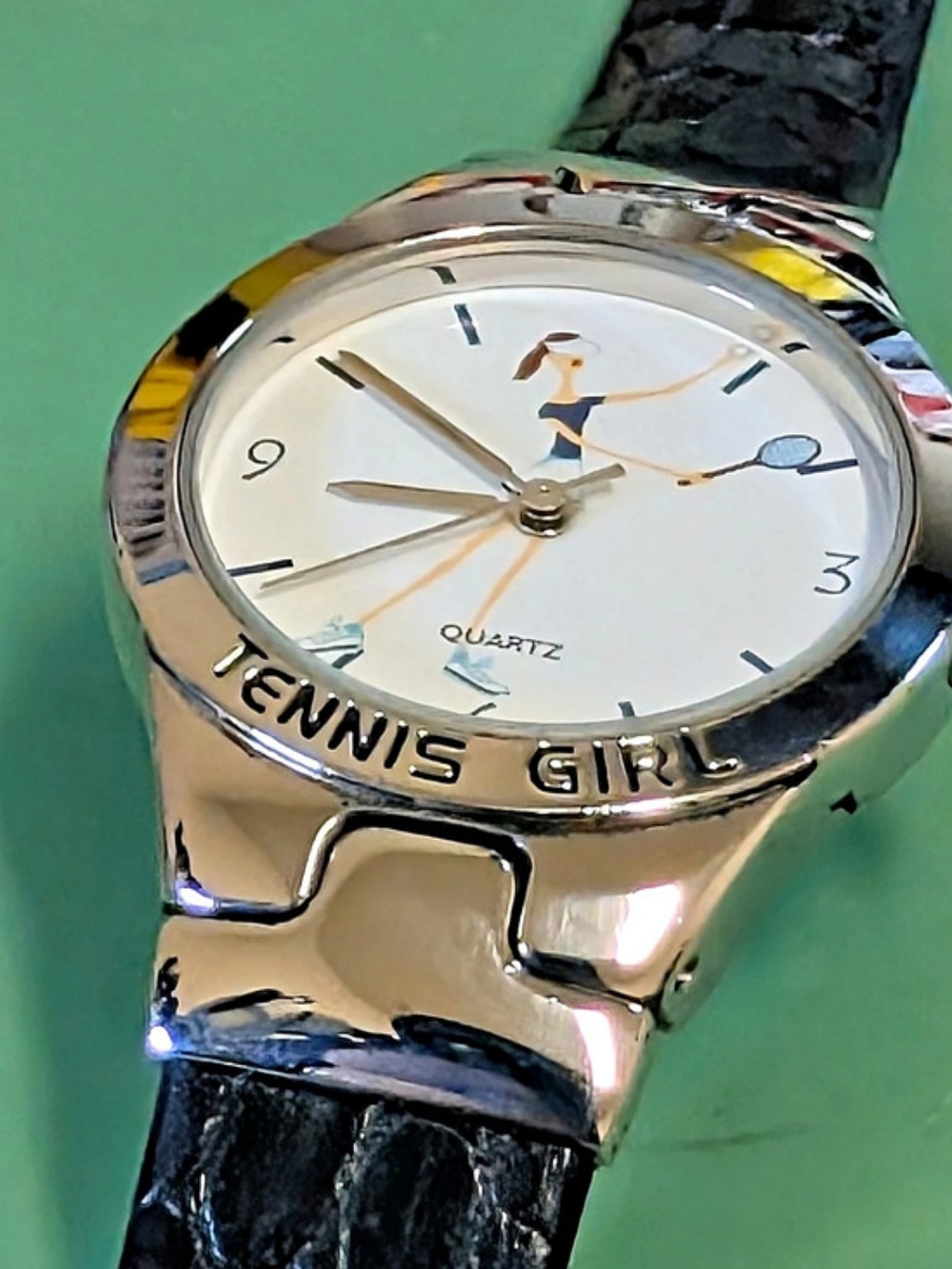 The Girls Tennis Girl Watch in Black & Silver Like New - Picture 8 of 8